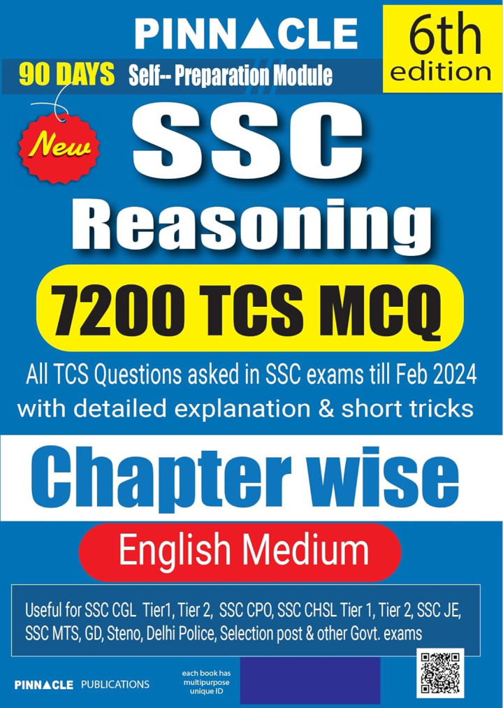 SSC Reasoning 7200 TCS MCQ chapter wise 6th edition by Pinnacle Publications